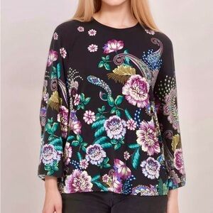 NEW Johnny Was The Janie Favorite V-neck Kimono Sleeve Tee Floral Size L